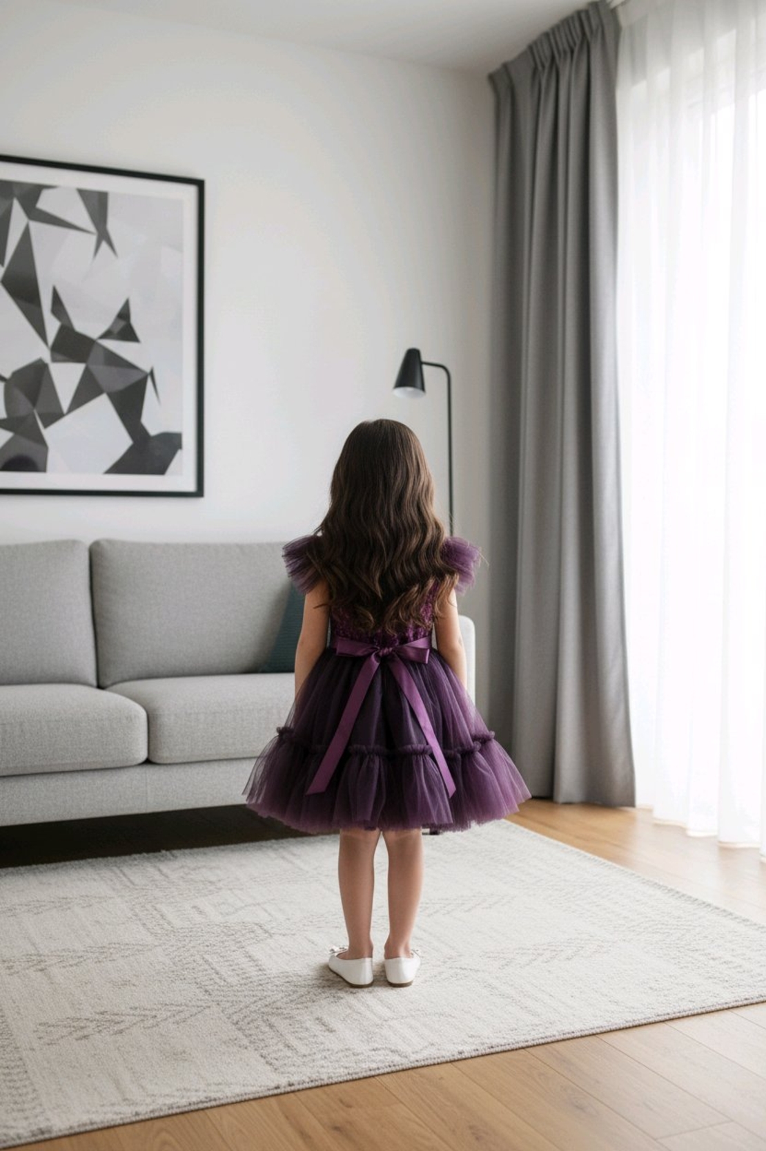 Официална рокля с аксесоар фиба в лилаво