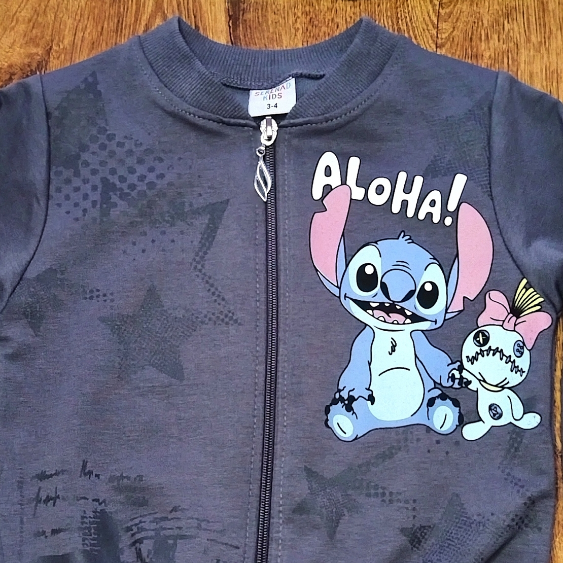 Комплект с тениска Стич в сиво