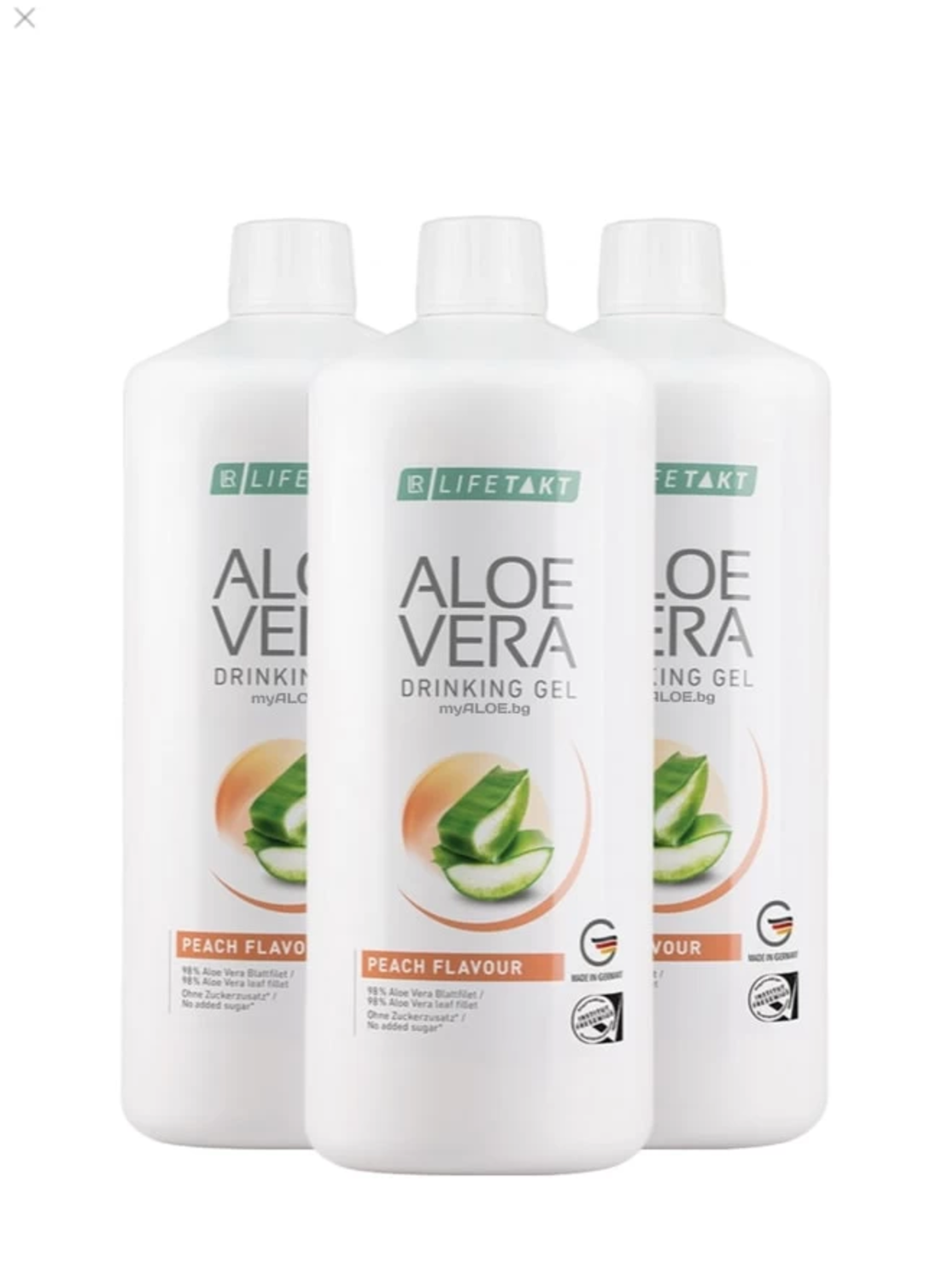 Aloe Vera Гел за пиене с вкус на праскова, троен комплект