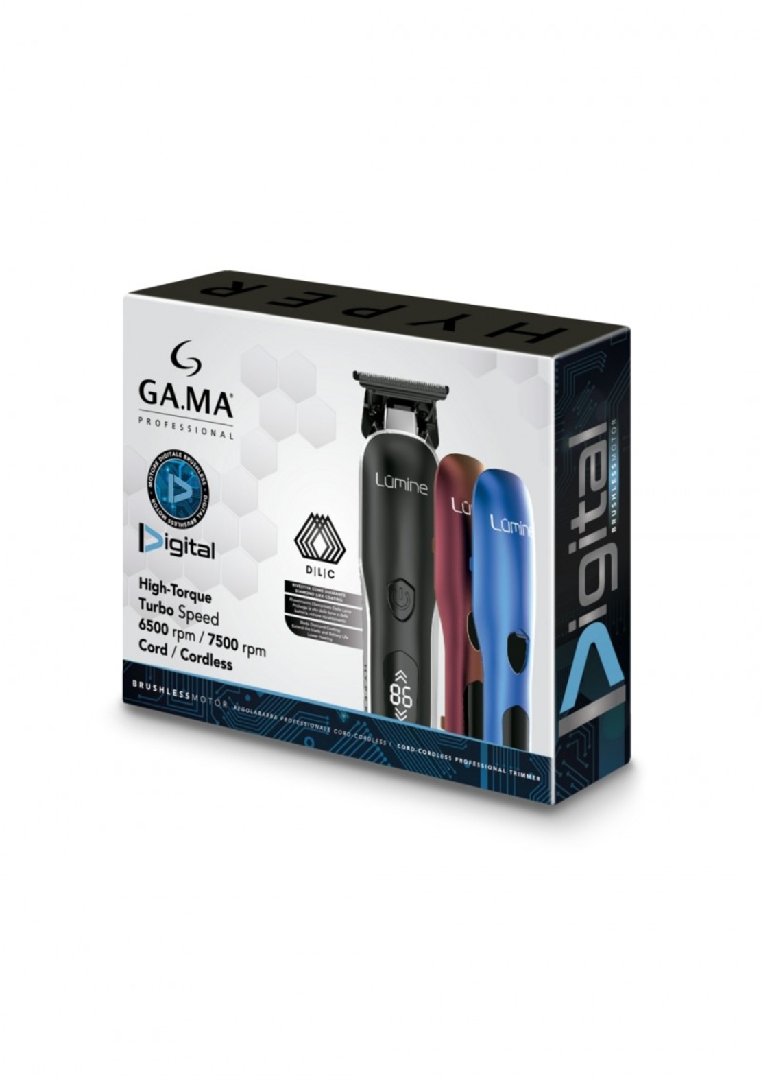 Професионален акумулаторен тример за коса, брада и детайли GA.MA GT LUMINE HYPER