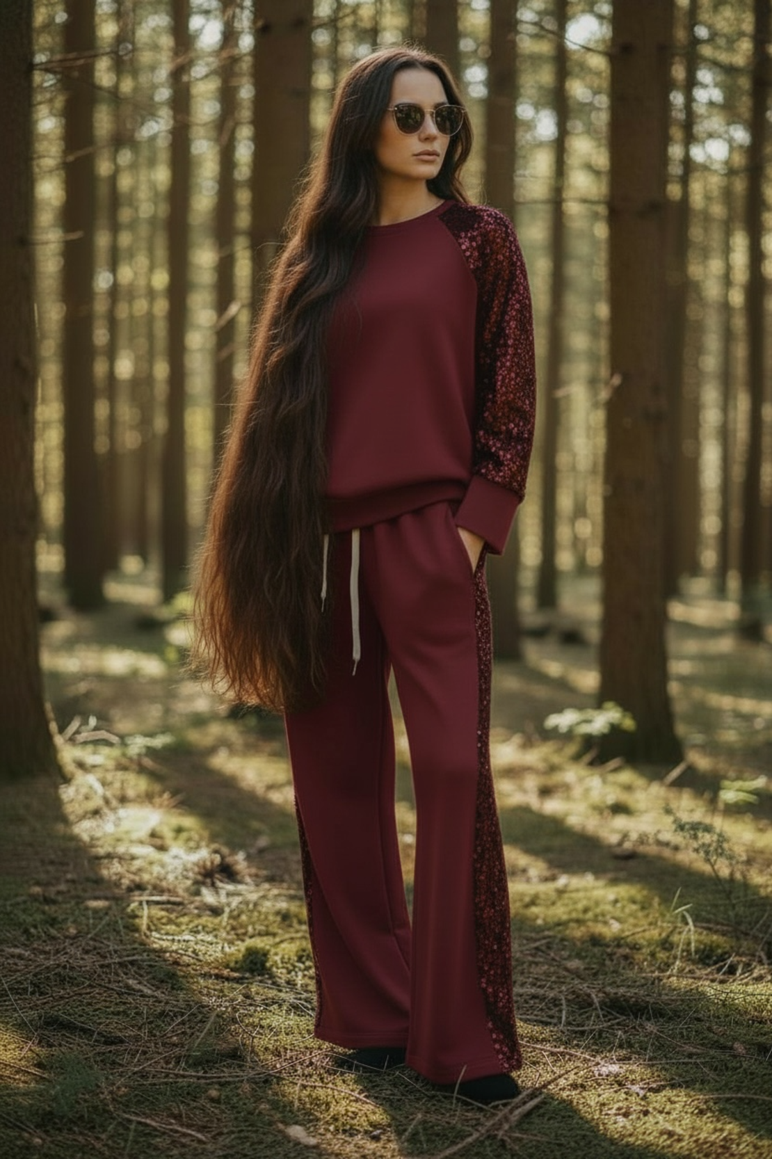 КОМПЛЕКТ с пайети Бордо и черно