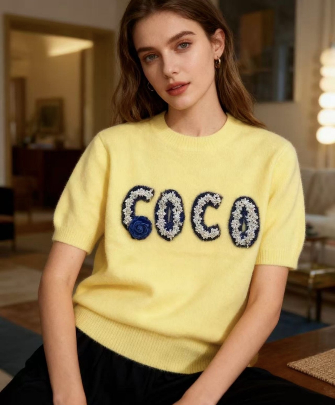 Пухена блузка с къс ръкав