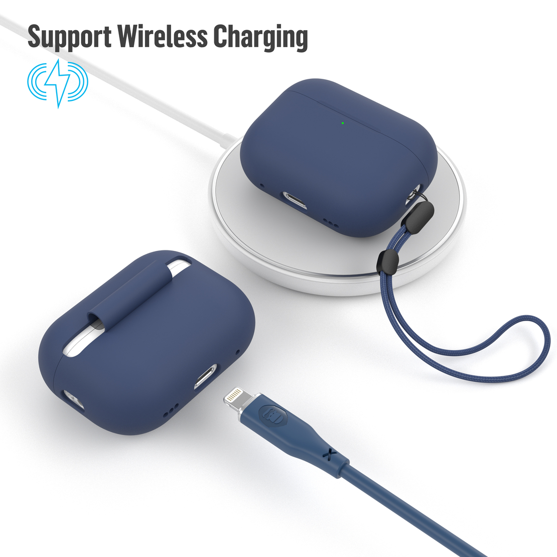 BLUEO Liquid Silicone Apple Airpods Pro 2, тъмно син