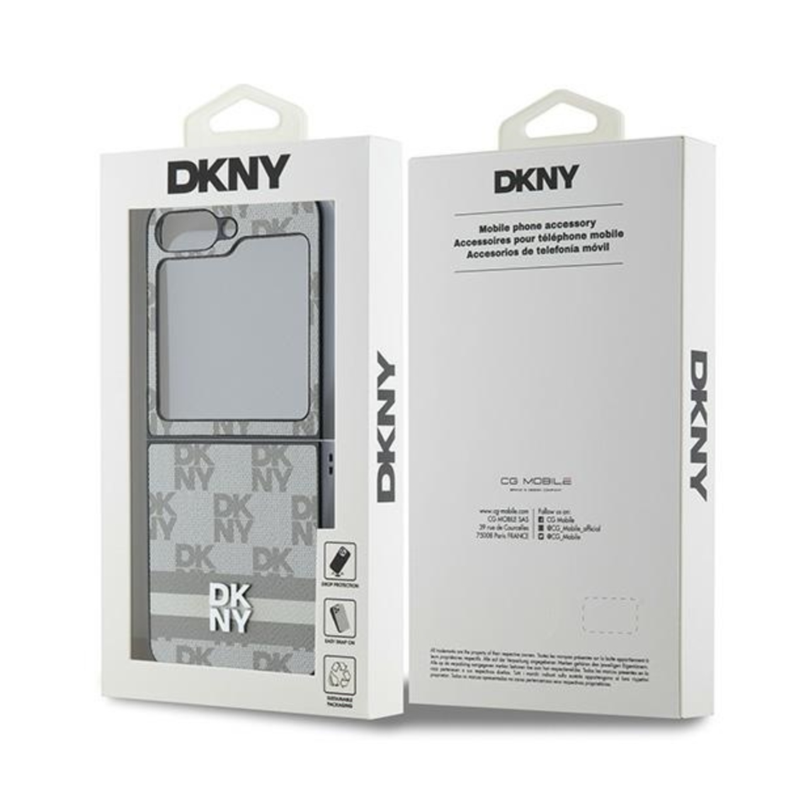 DKNY DKHCZF6PCPTSSE Samsung Galaxy Z Flip6 F741 beige Chequered Pattern Printed Stripes