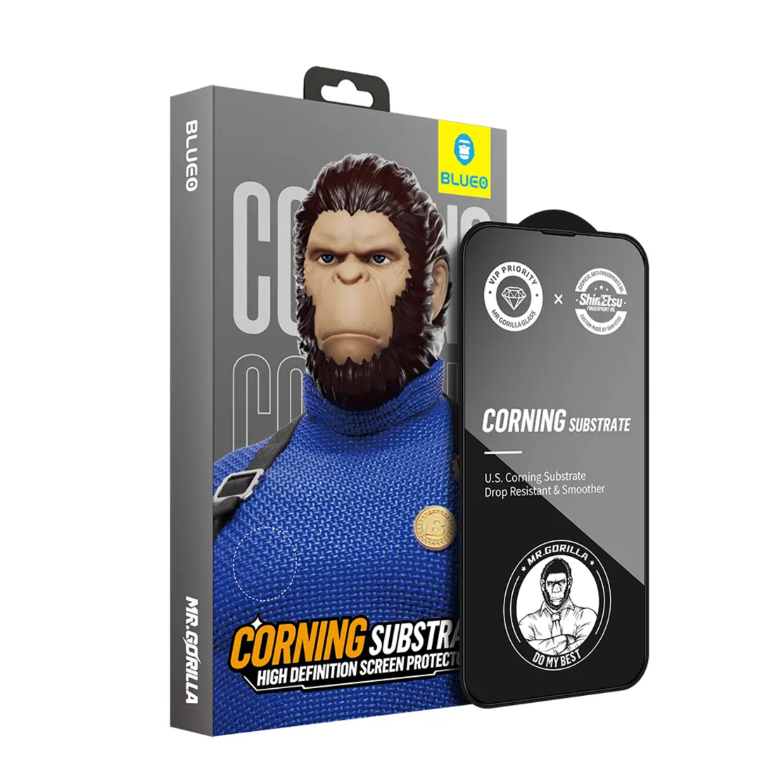 BLUEO Corning Gorilla HD Glass Anti-Static iPhone 13 Pro Max/14 Plus