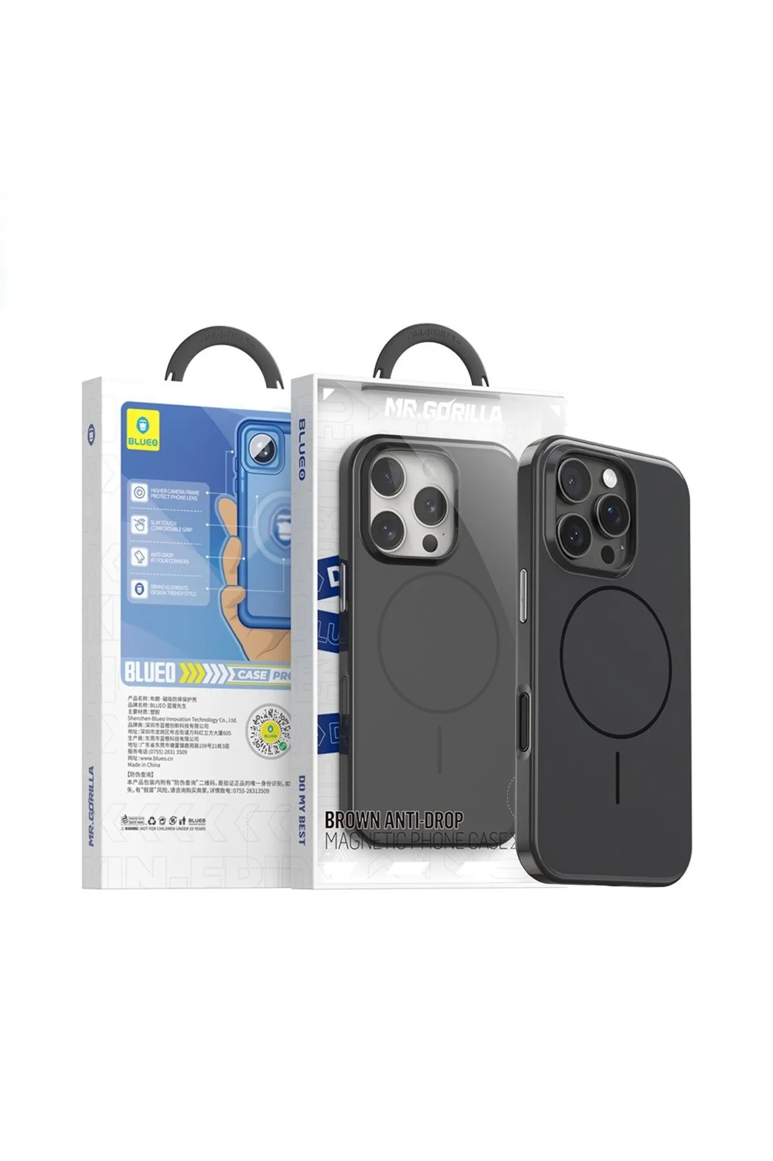 BLUEO Brown Anti-Drop Magnetic Phone Case iPhone 16, black