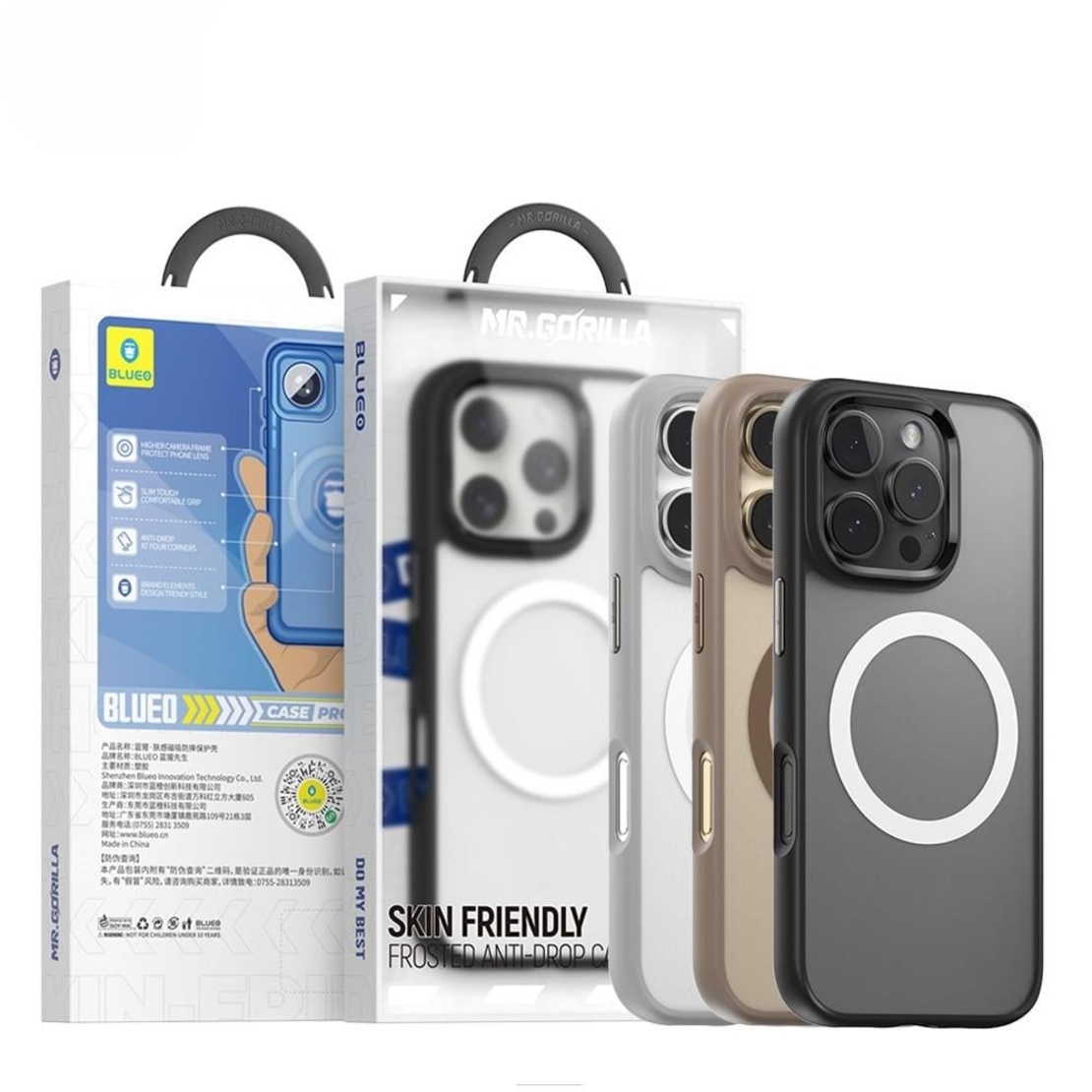 BLUEO Skin-Friendly Anti-Drop Magnetic Case Gen.2 iPhone 16 Pro Max, Black