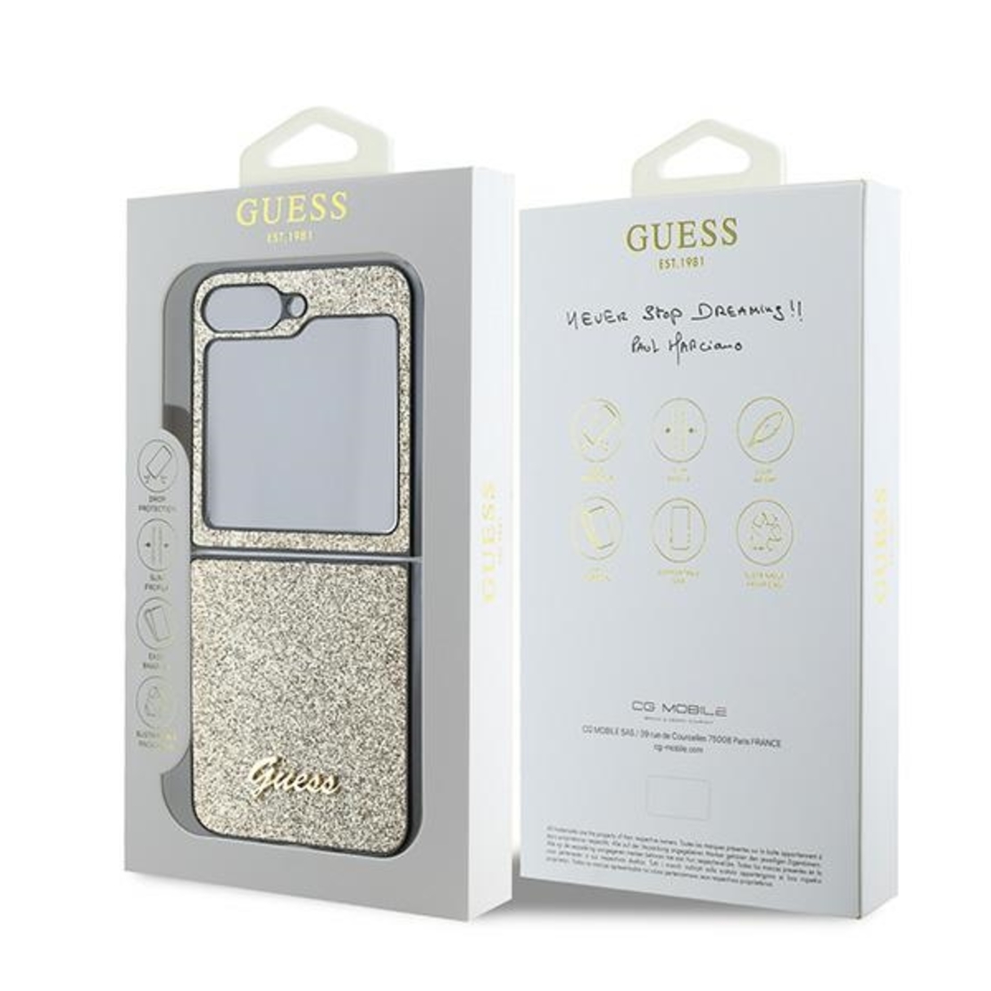 Guess GUHCZF6HGGSHD Samsung Galaxy Z Flip6 F741 gold 4G Glitter Script