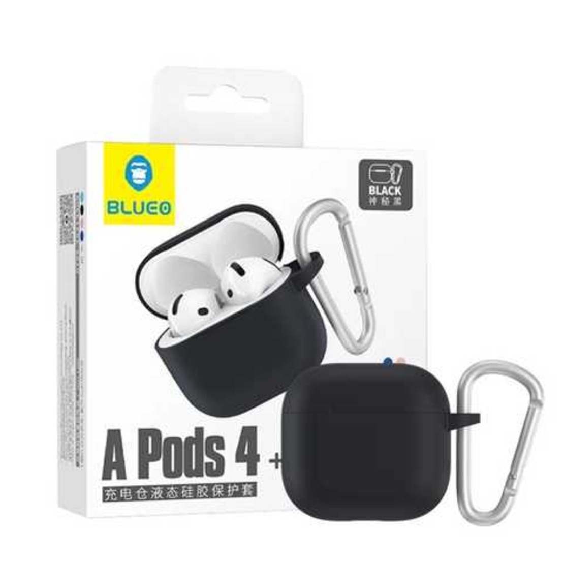 BLUEO Liquid Silicone Apple Airpods 4, черен