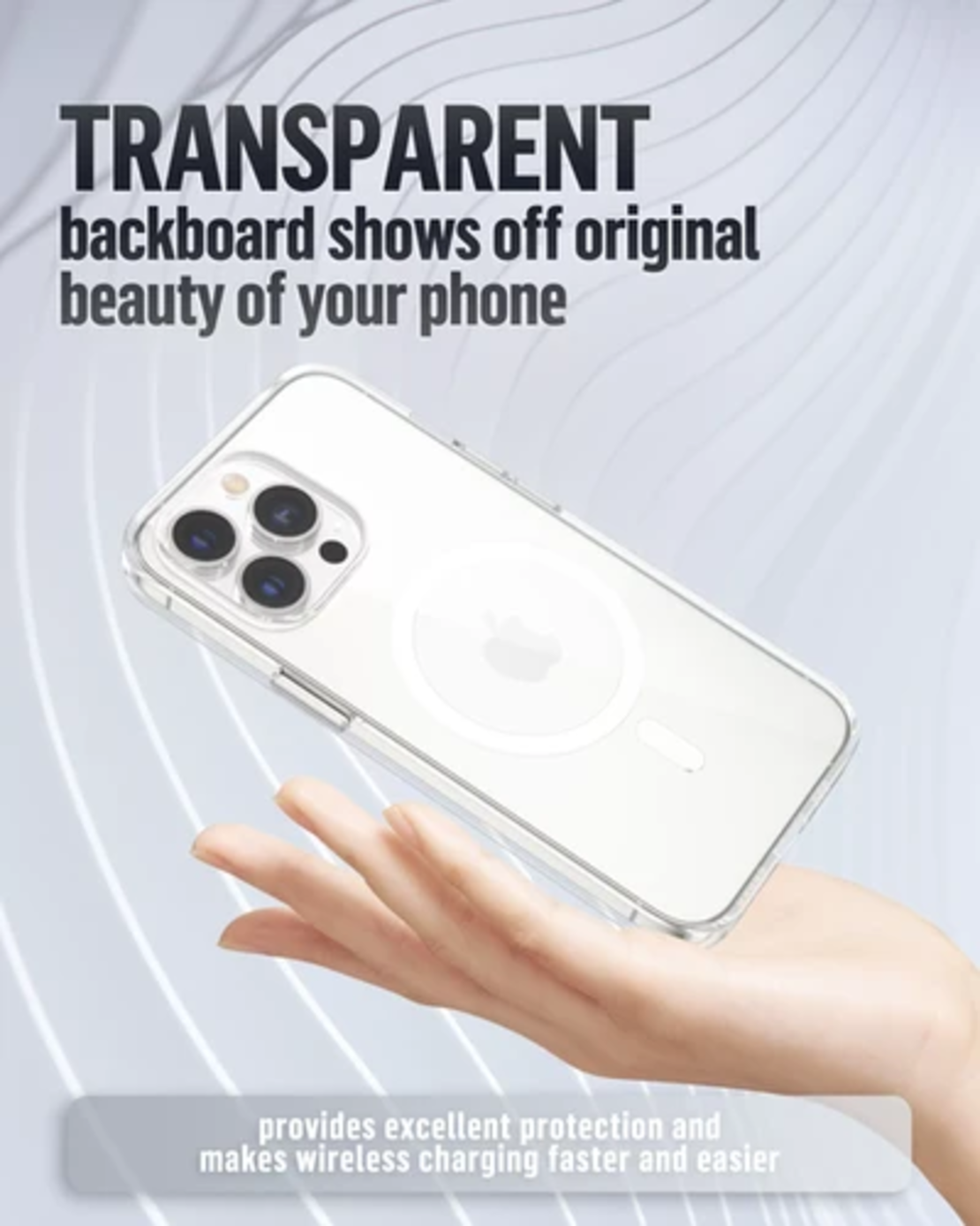 BLUEO Crystal Pro Drop Resistance Phone Case With Magnetic iPhone 15 Pro Max, прозрачен