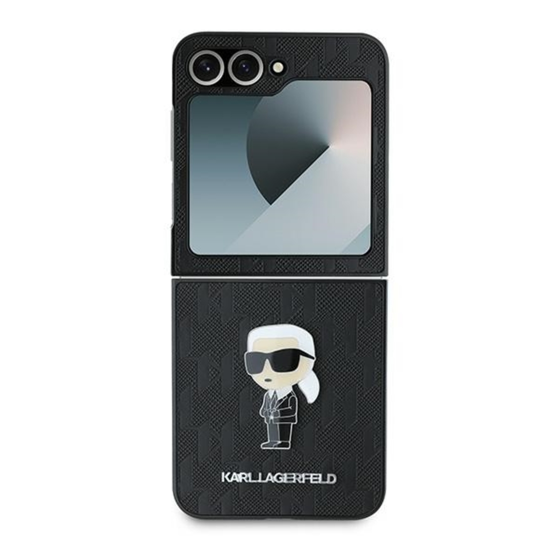 Karl Lagerfeld KLHCZF6SAPKINPK Samsung Galaxy Z Flip6 black Saffiano Monogram Ikonik Pin