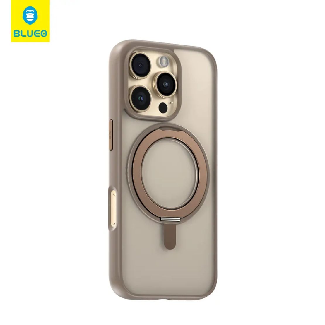 BLUEO Skin Friendly Magnetic Case with 360 Rotatable Stand iPhone 16 Pro Max, gold