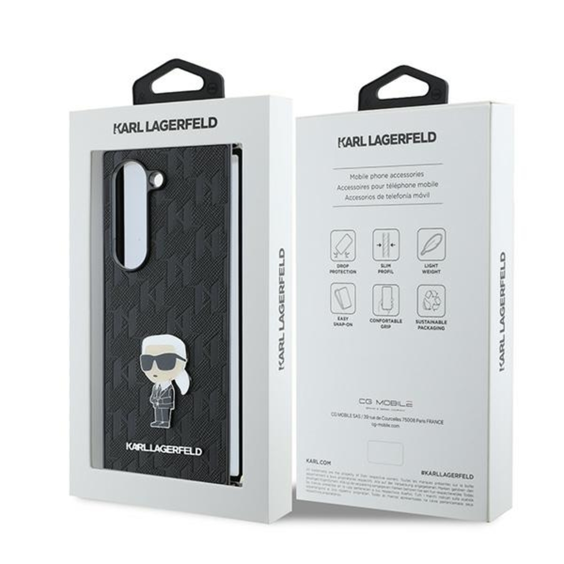 Karl Lagerfeld KLHCZFD6SAPKINPKK Samsung Galaxy Z Fold6 black Saffiano Ikonik Pin