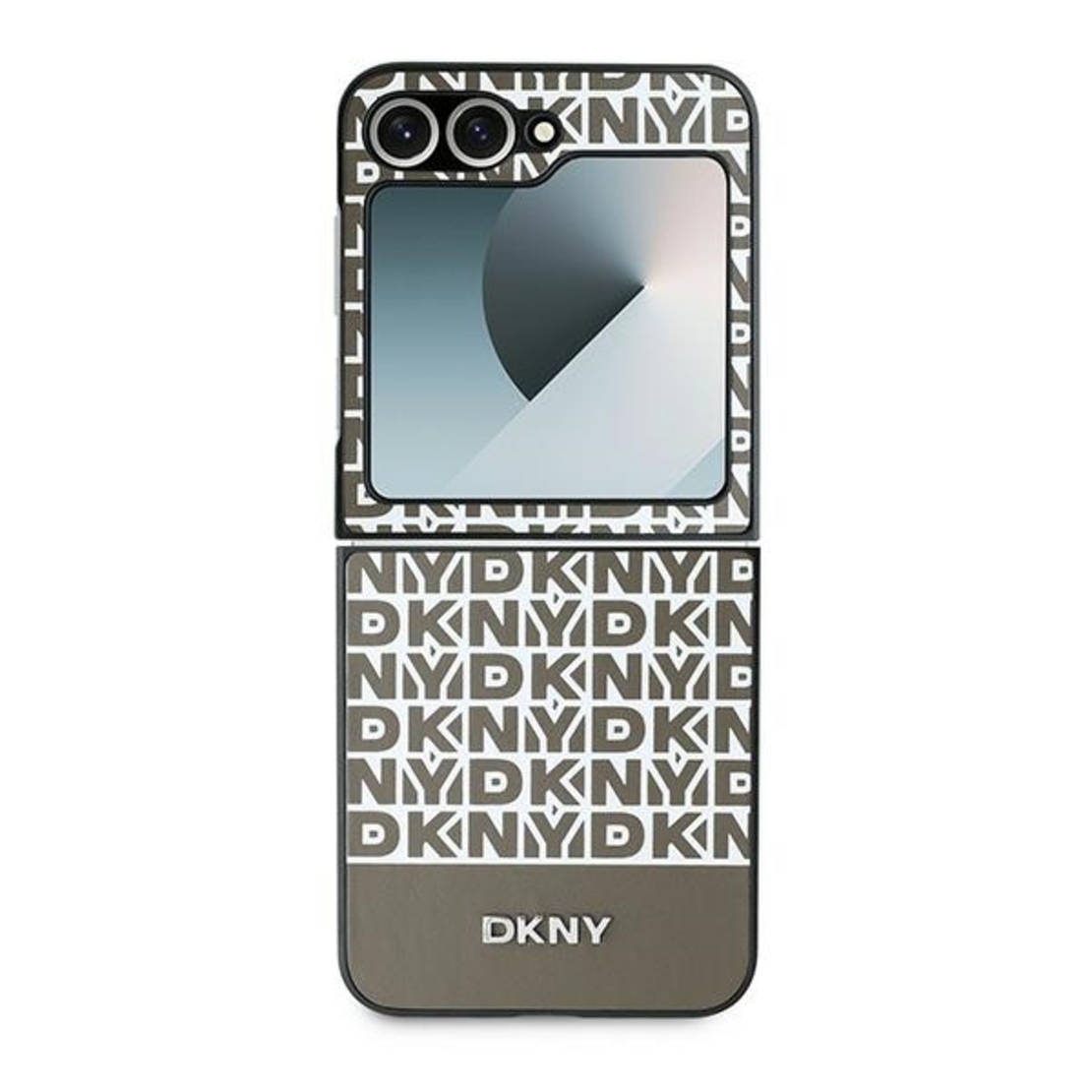 DKNY DKHCZF6PSOSPW Samsung Galaxy Z Flip6 F741 brown Repeat Pattern Bottom Stripe