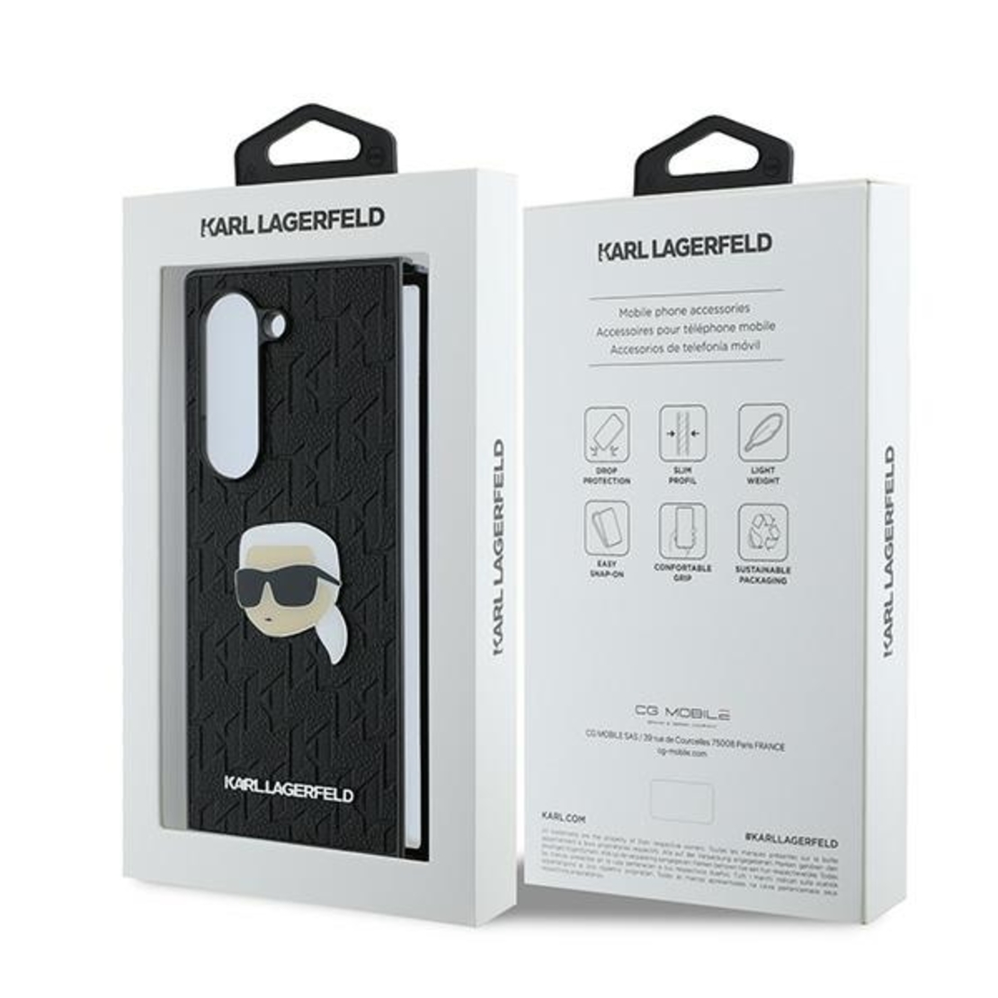 Karl Lagerfeld KLHCZFD6PGKSKIHK Samsung Galaxy Z Fold6 black Saffiano Monogram Head Pin