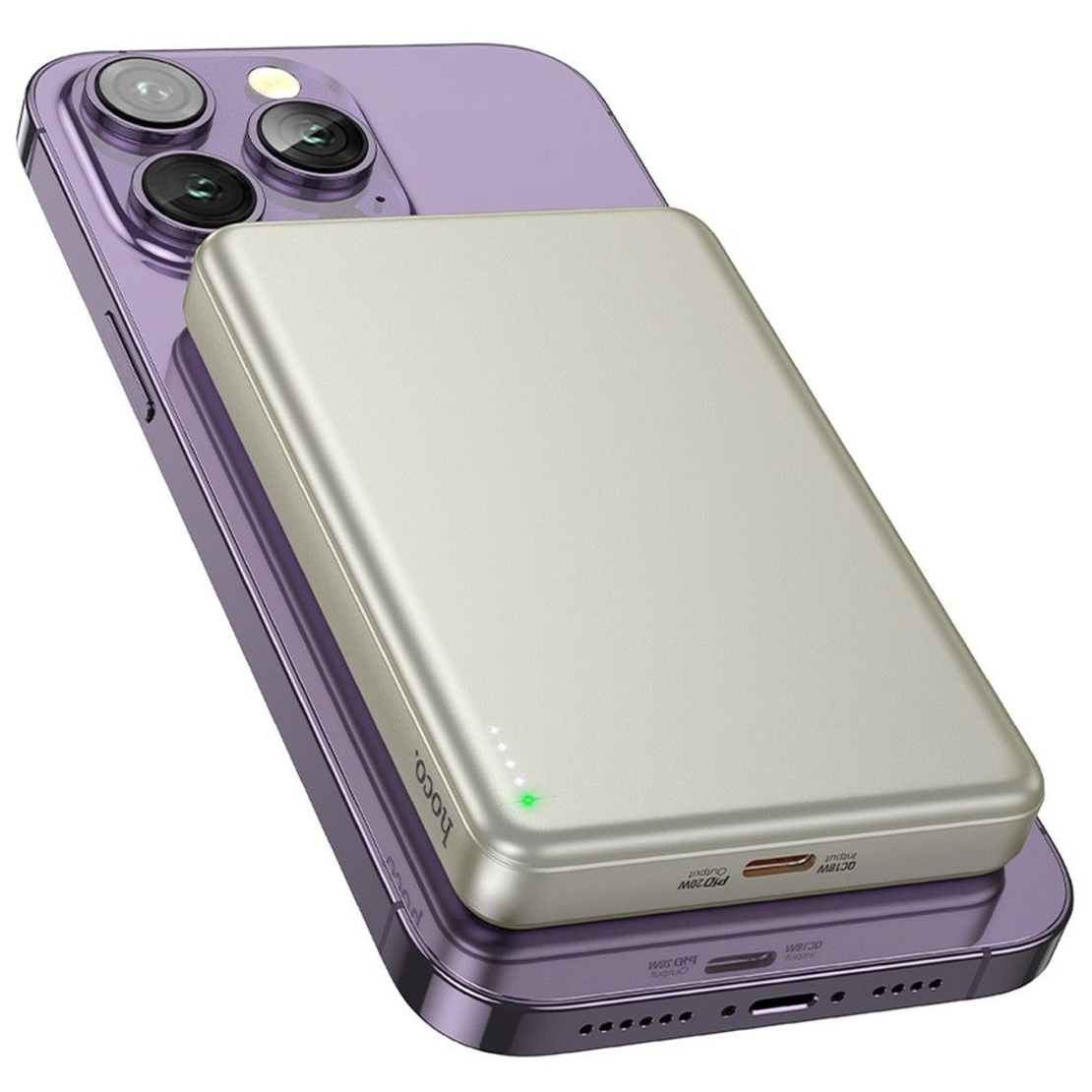 HOCO powerbank 10 000 mAh compatible with MagSafe PD QC 2A 20W Q26A titanium gold