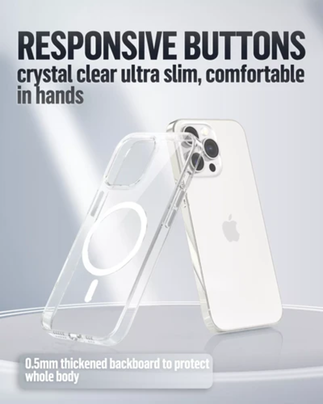 BLUEO Crystal Pro Drop Resistance Phone Case With Magnetic iPhone 15 Pro Max, прозрачен