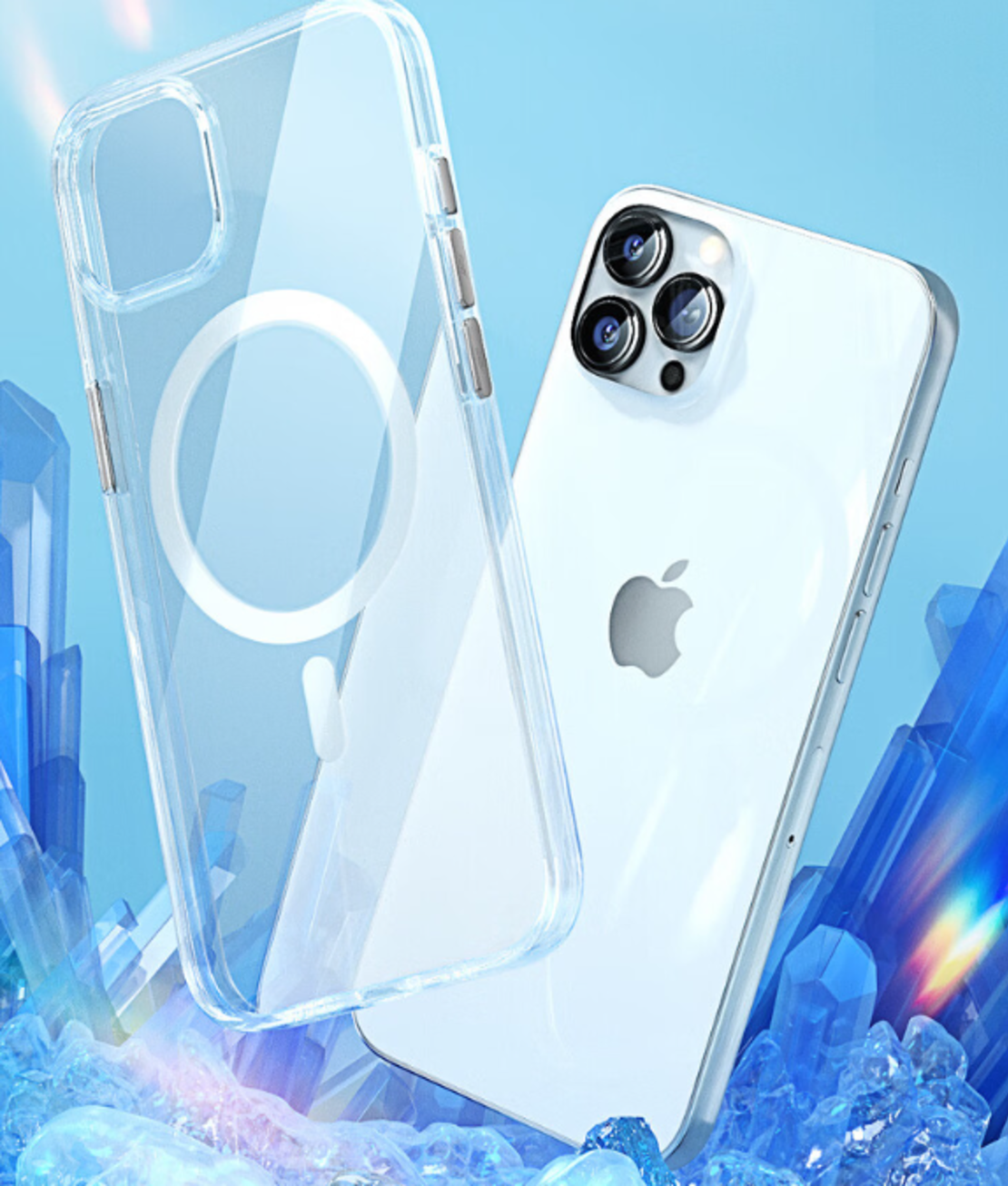 BLUEO Crystal Pro Drop Resistance Phone Case With Magnetic iPhone 15 Pro Max, прозрачен