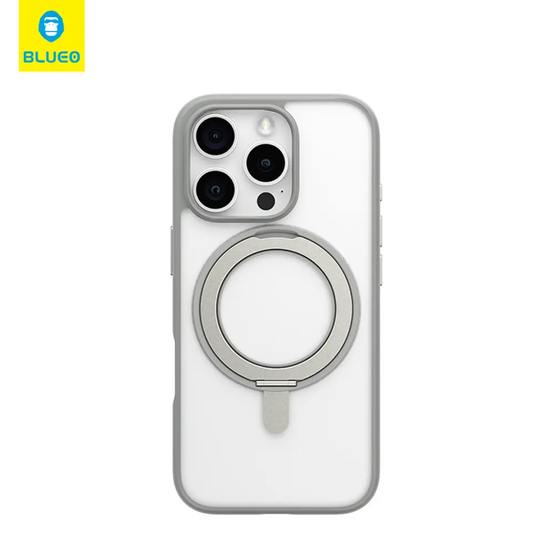BLUEO Skin Friendly Magnetic Case with 360 Rotatable Stand iPhone 16 Pro, grey