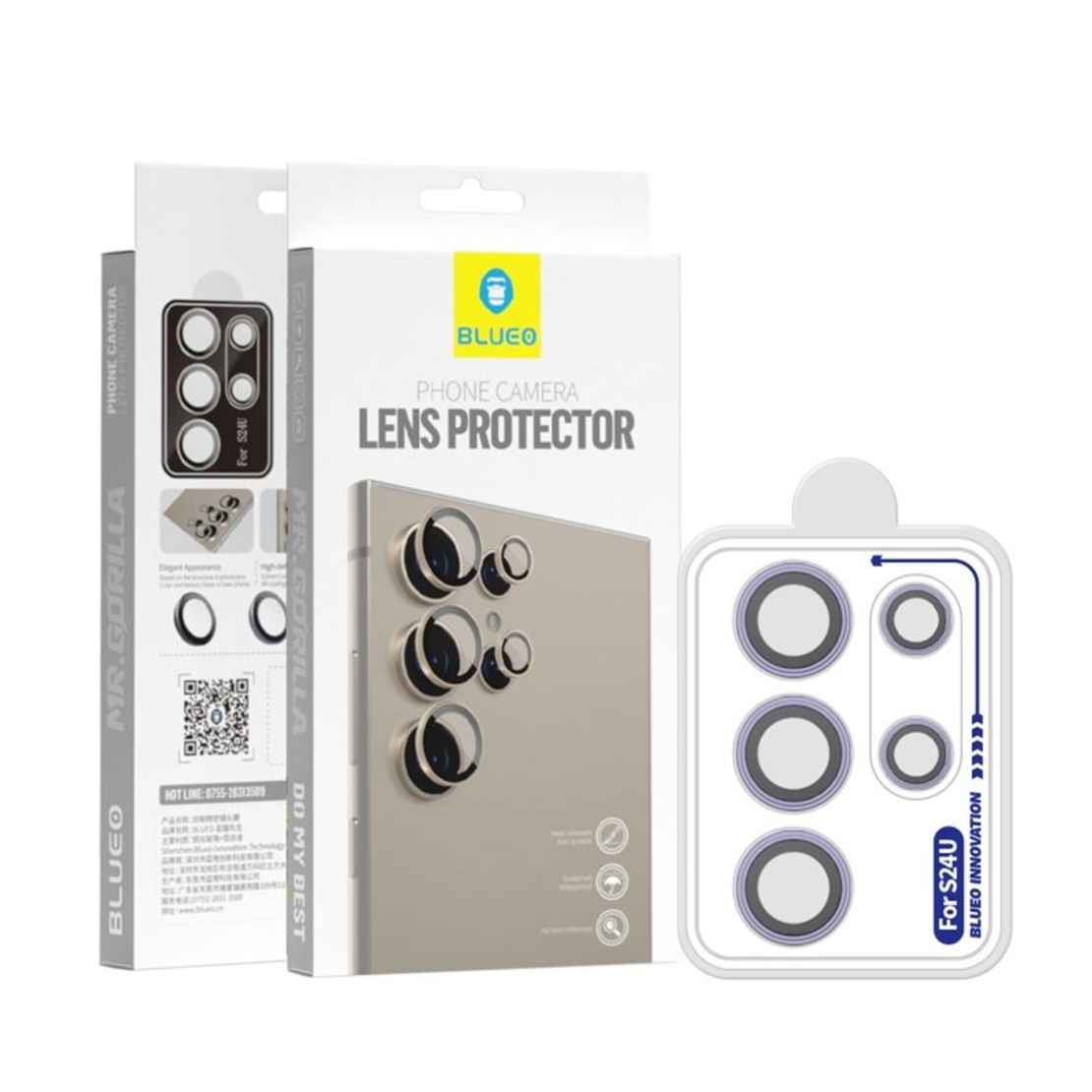 BLUEO Phone Camera Lens Protector Samsung Galaxy S24 Ultra, лилав