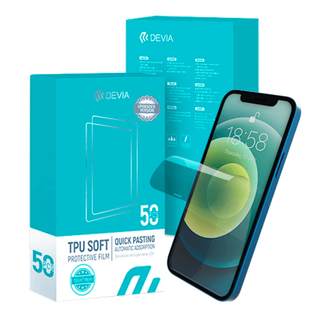 Пакет 50 броя Devia Intelligent TPU Soft Protective хидрогел (Gen2)