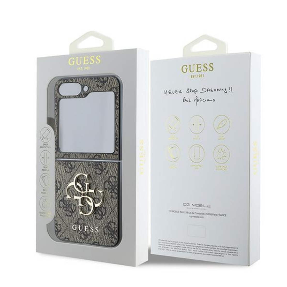 Guess GUHCZF64GMGBR Samsung Galaxy Z Flip6 F741 brown Leather 4G Metal Logo