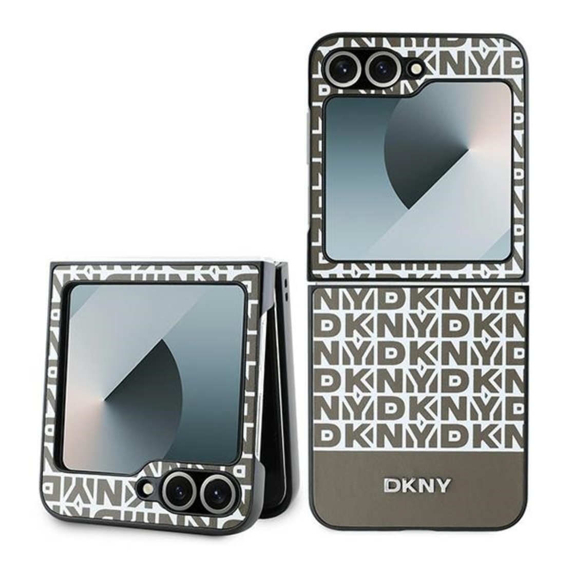 DKNY DKHCZF6PSOSPW Samsung Galaxy Z Flip6 F741 brown Repeat Pattern Bottom Stripe