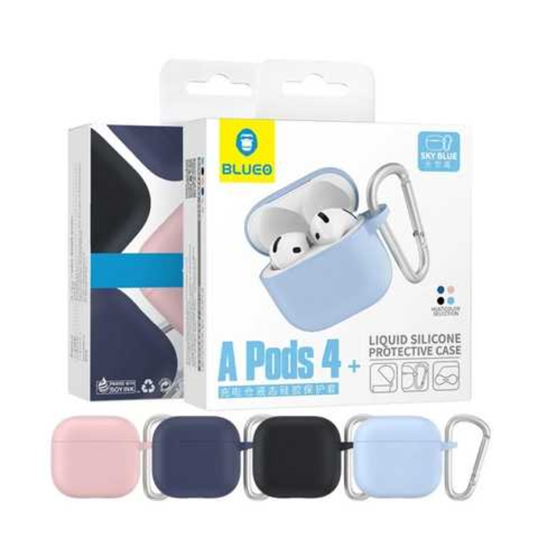 BLUEO Liquid Silicone Apple Airpods 4, тъмно син