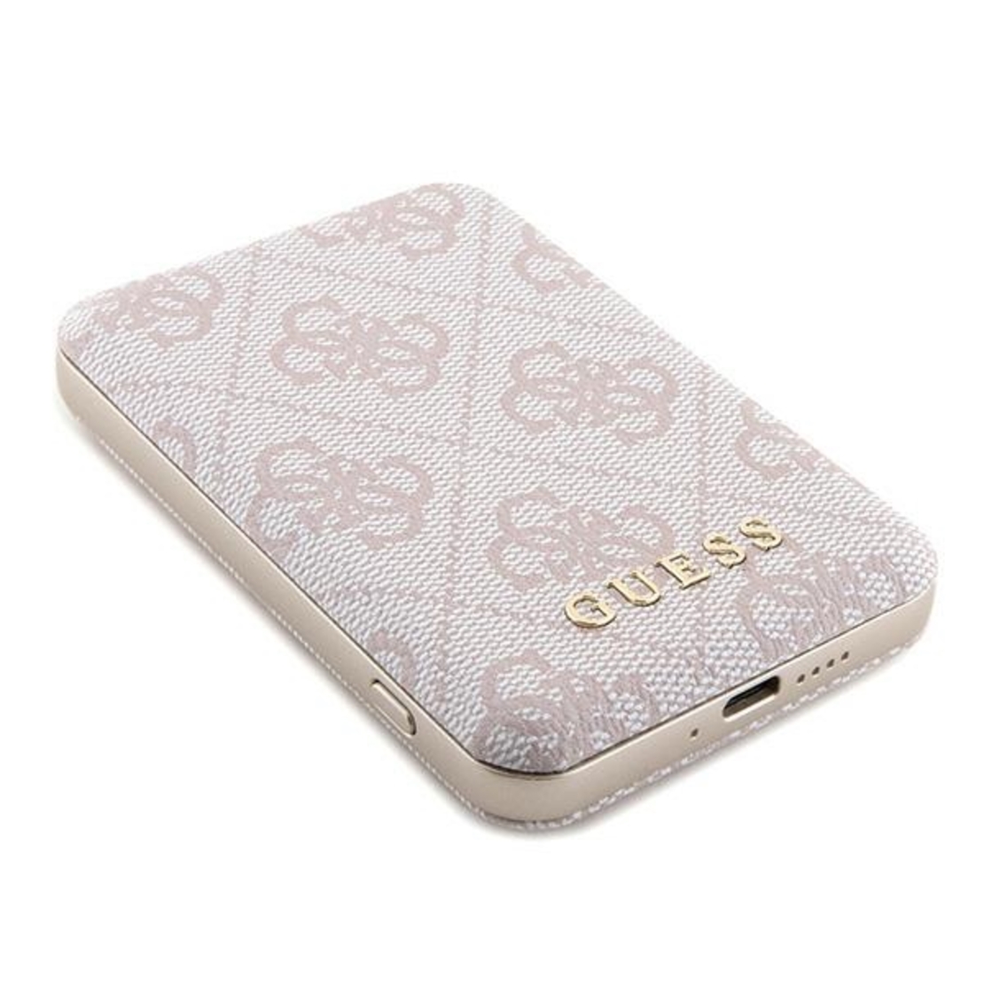 Guess Powerbank MagSafe 15W 5000mAh pink 4G Leather Metal Logo MagSafe