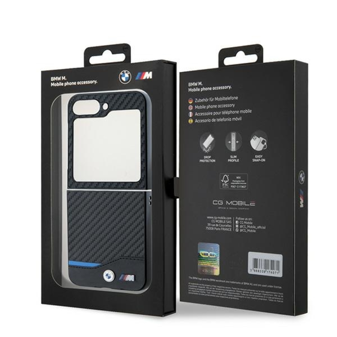 BMW BMHCZF622NBCK Samsung Galaxy Z Flip6 F741 black hardcase Carbon Blue Line