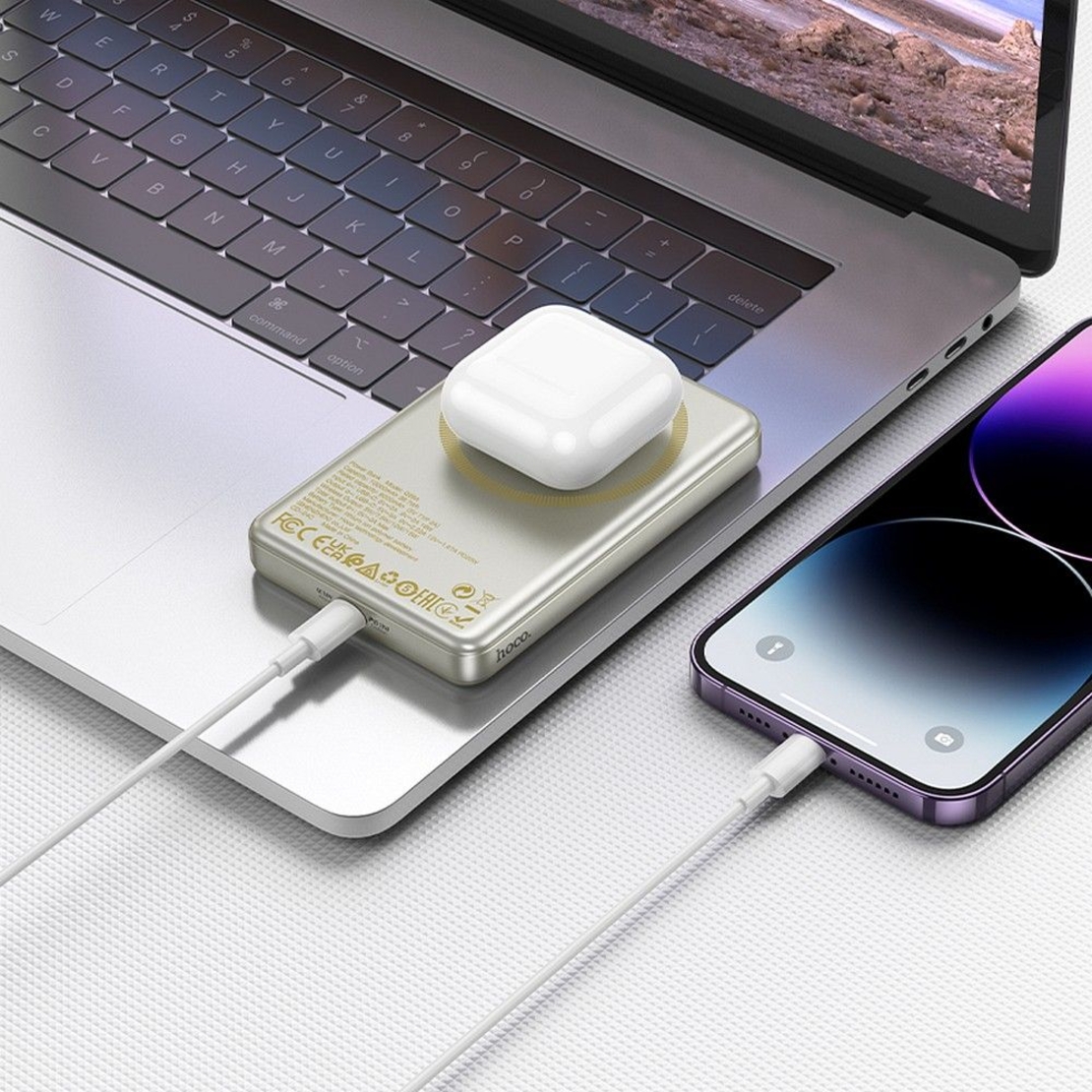 HOCO powerbank 10 000 mAh compatible with MagSafe PD QC 2A 20W Q26A titanium gold