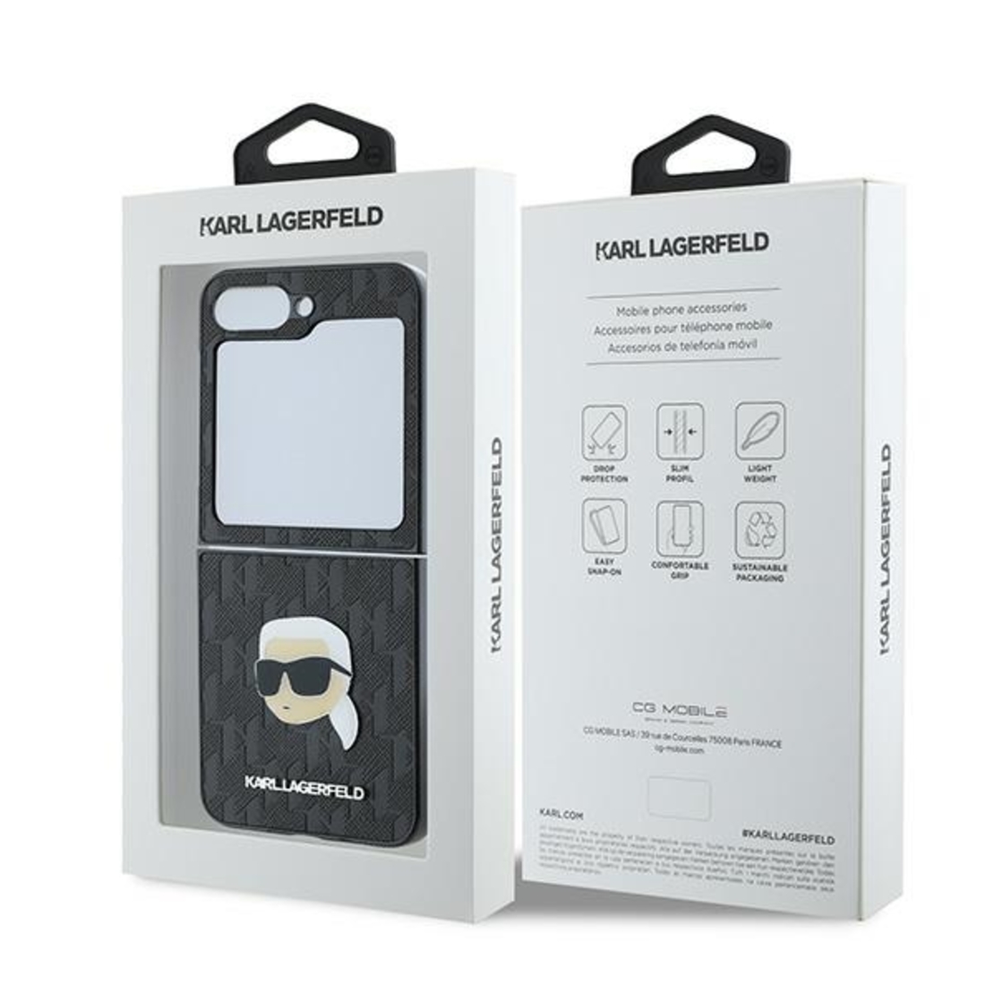 Karl Lagerfeld KLHCZF6PGKSKIHK Samsung Galaxy Z Flip6 black Saffiano Monogram