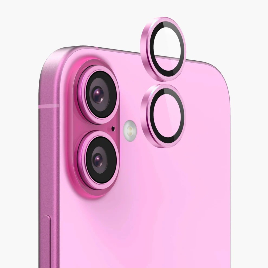 BLUEO Original metal frame lens protector glass iPhone 16/16 Plus, розов