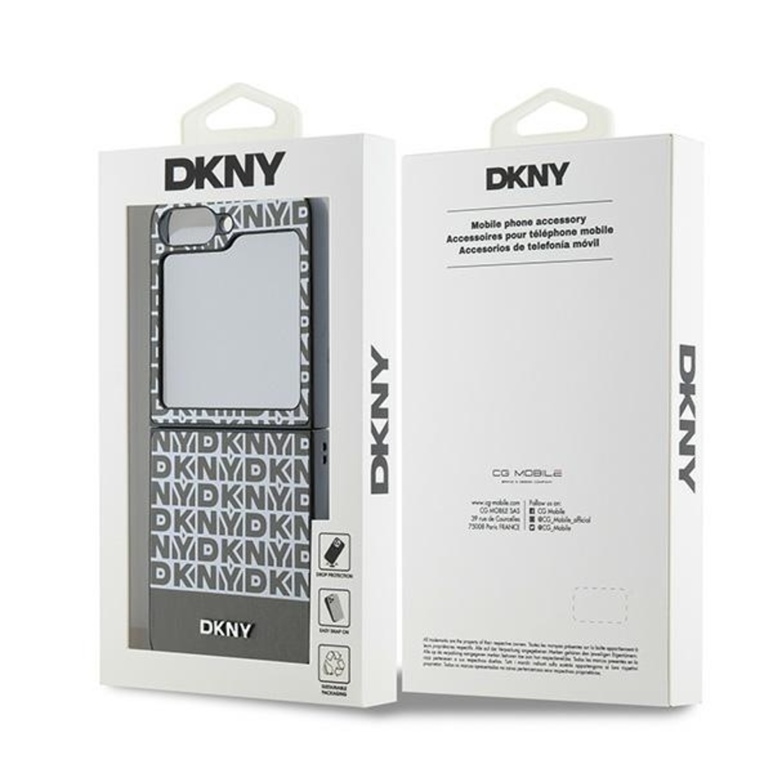 DKNY DKHCZF6PSOSPW Samsung Galaxy Z Flip6 F741 brown Repeat Pattern Bottom Stripe