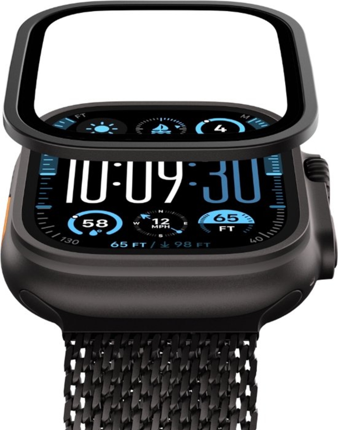 BLUEO SAPPHIRE & TITANIUM ALLOY WATCH GLASS KIT Apple Watch Ultra 1/2, black titanium