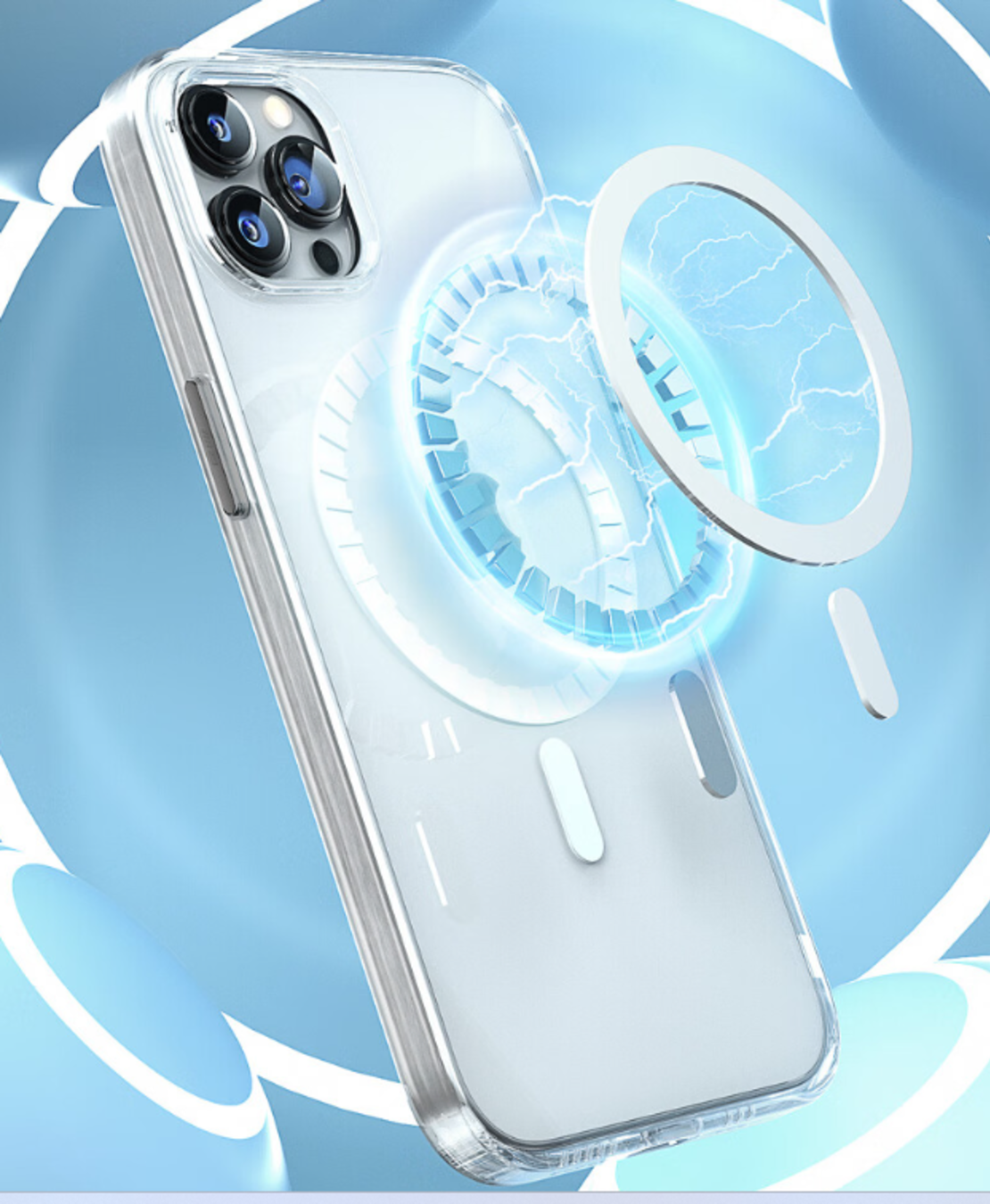 BLUEO Crystal Pro Drop Resistance Phone Case With Magnetic iPhone 15 Pro Max, прозрачен