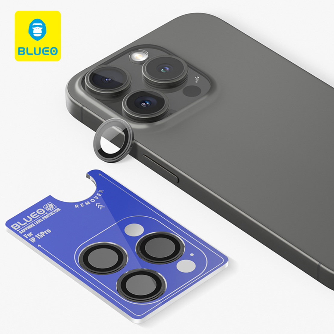 BLUEO SAPPHIRE CRYSTAL ORIGINAL LENS GLASS iPhone 15 Pro/15 Pro Max/16 Pro/16 Pro Max, Black Titanium