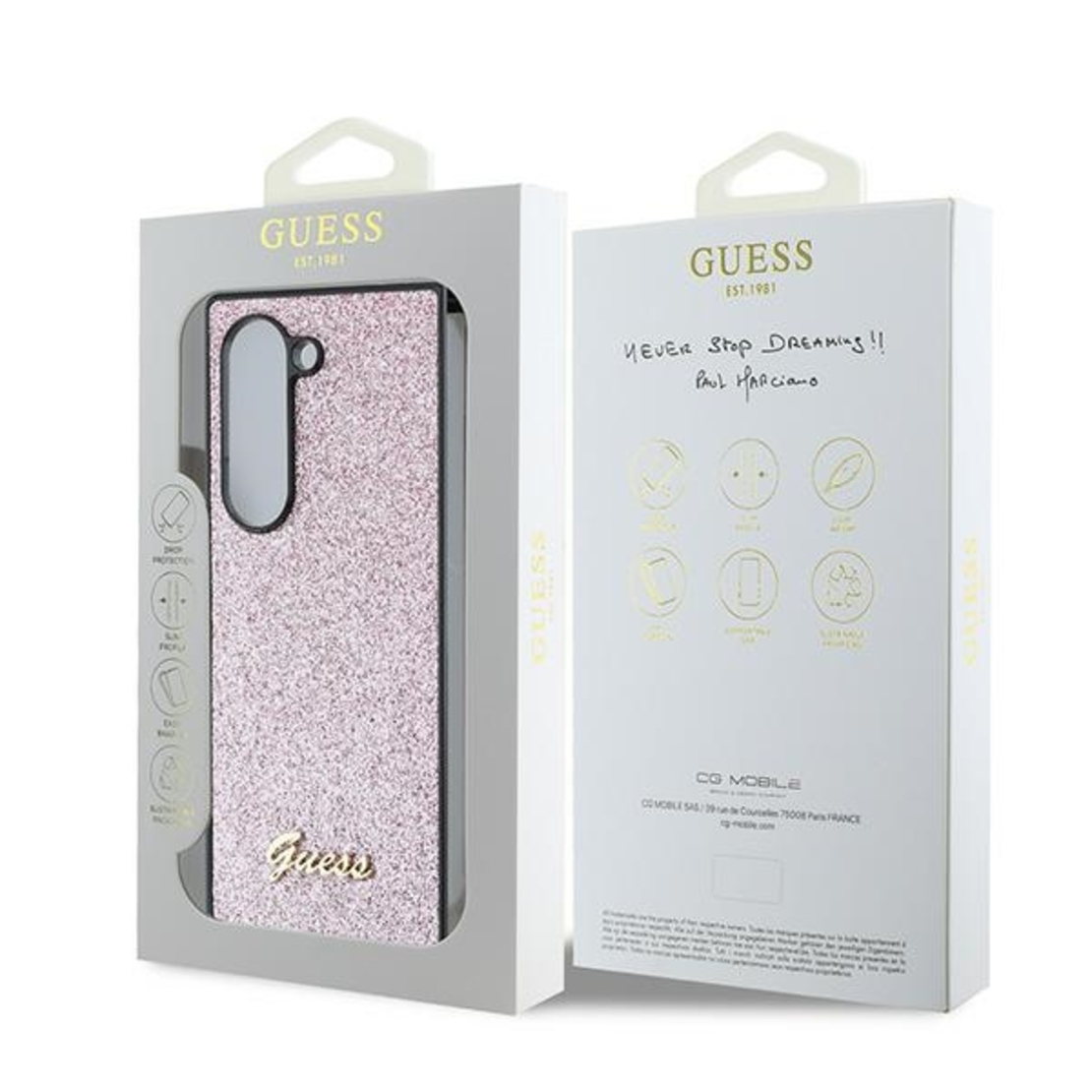 Guess GUHCZFD6HGGSHP Samsung Galaxy Z Fold6 F956 pink hardcase 4G Glitter Script