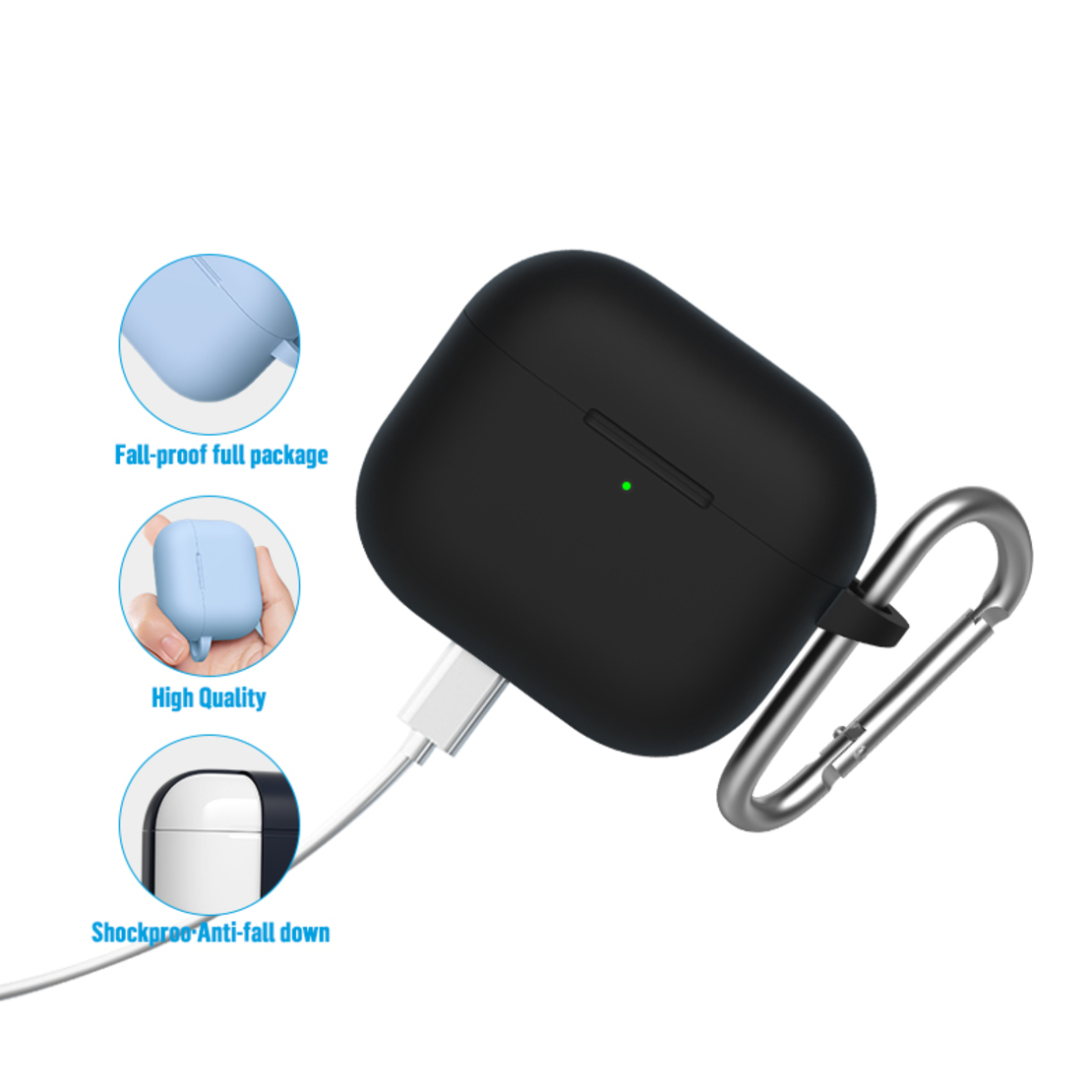 BLUEO Liquid Silicone Apple Airpods 3, черен