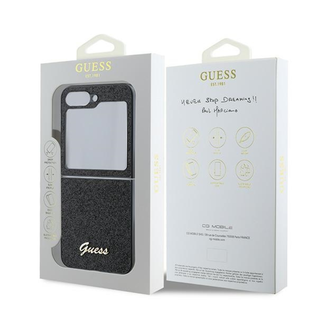 Guess GUHCZF6HGGSHK Samsung Galaxy Z Flip6 F741 black 4G Glitter Script