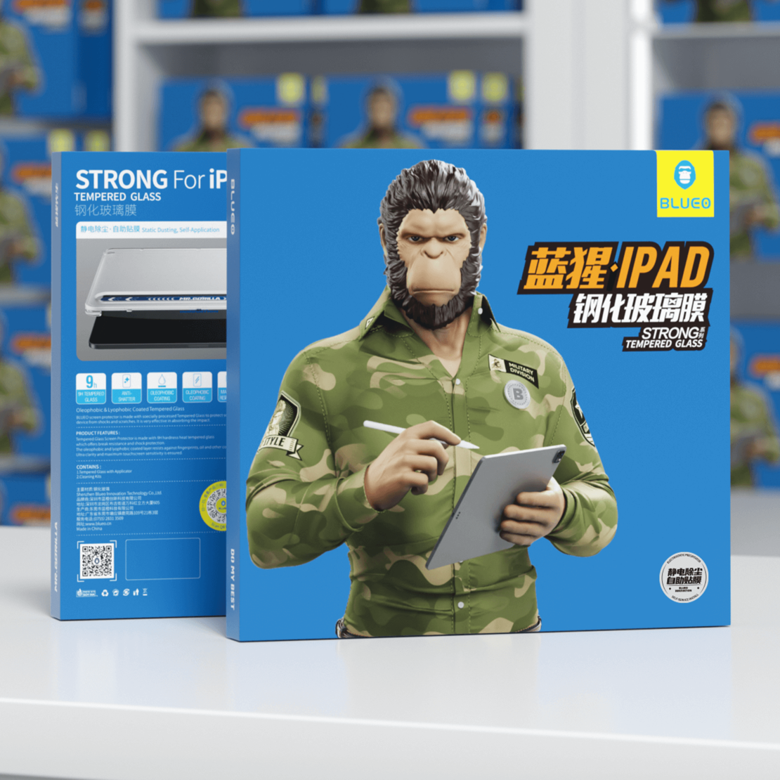 BLUEO iPad HD Tempered Glass с апликатор iPad Pro 13