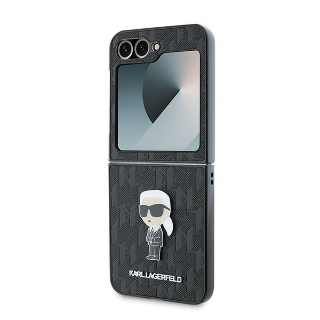 Karl Lagerfeld KLHCZF6SAPKINPK Samsung Galaxy Z Flip6 black Saffiano Monogram Ikonik Pin
