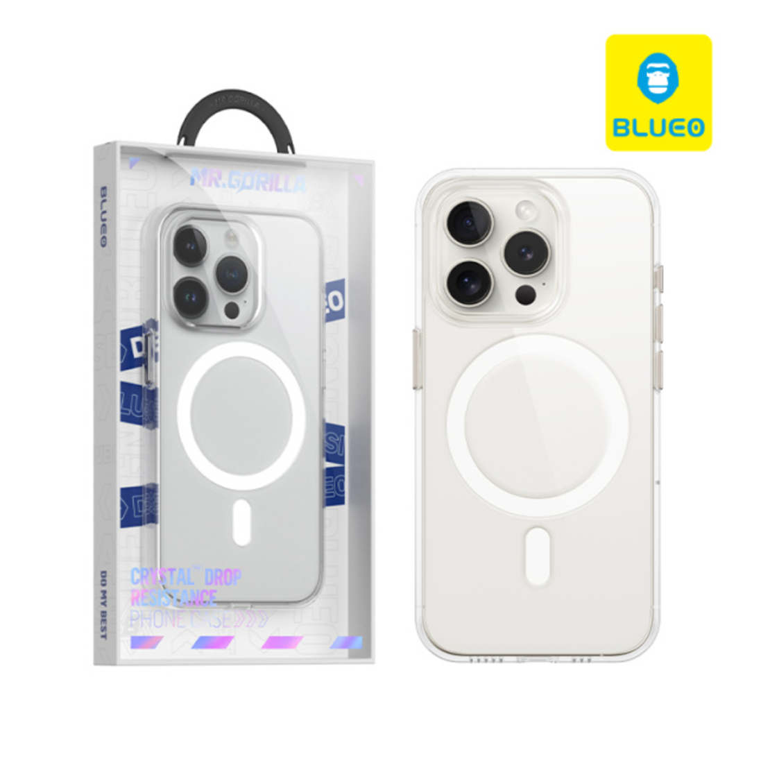 BLUEO Crystal Pro Drop Resistance Phone Case With Magnetic iPhone 14 Pro, прозрачен