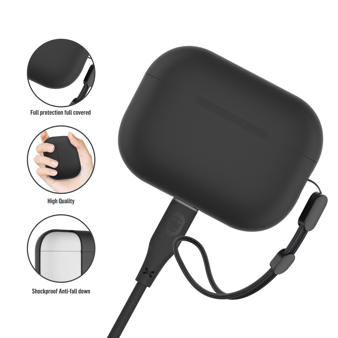 BLUEO Liquid Silicone Apple Airpods Pro 2, черен