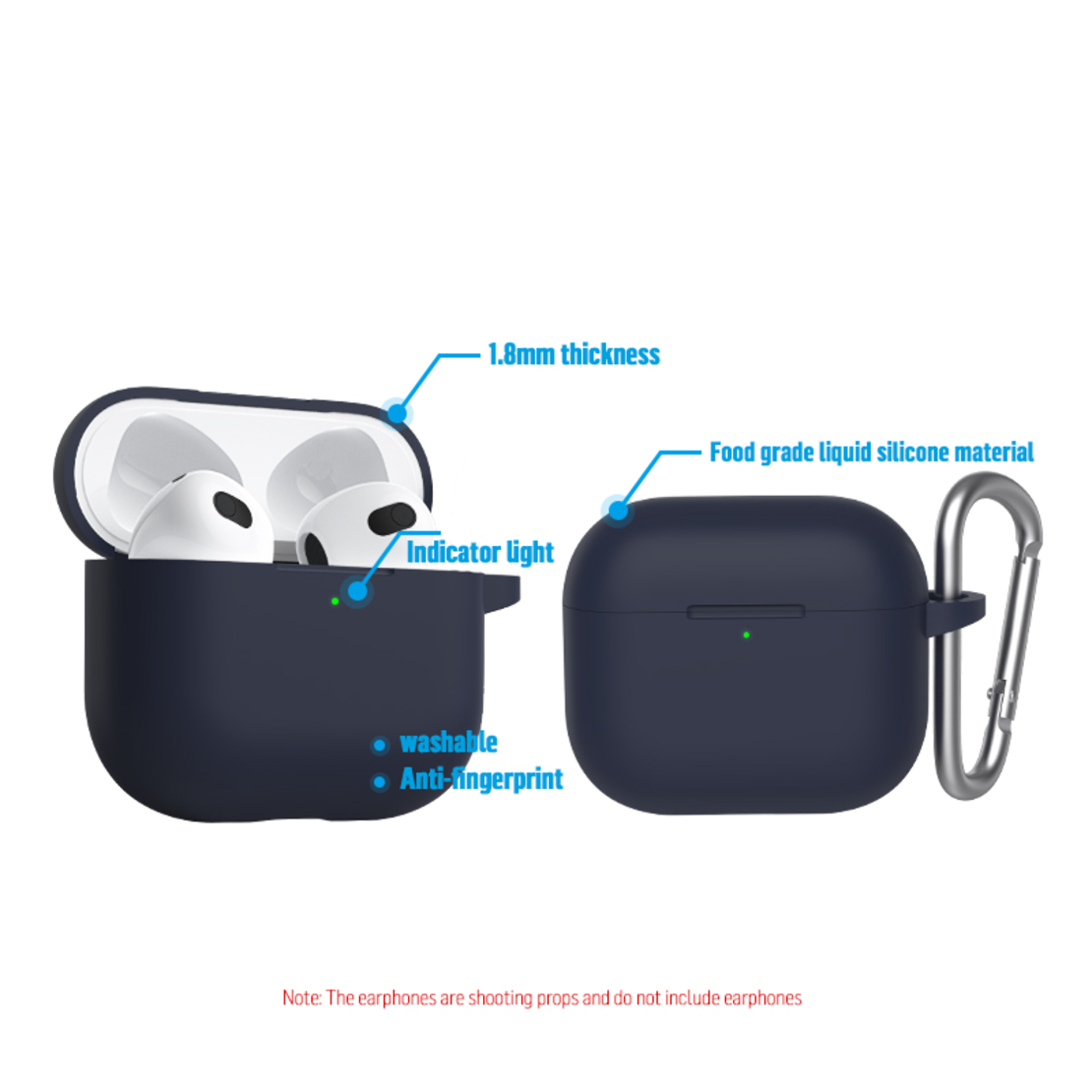 BLUEO Liquid Silicone Apple Airpods 3, тъмно син