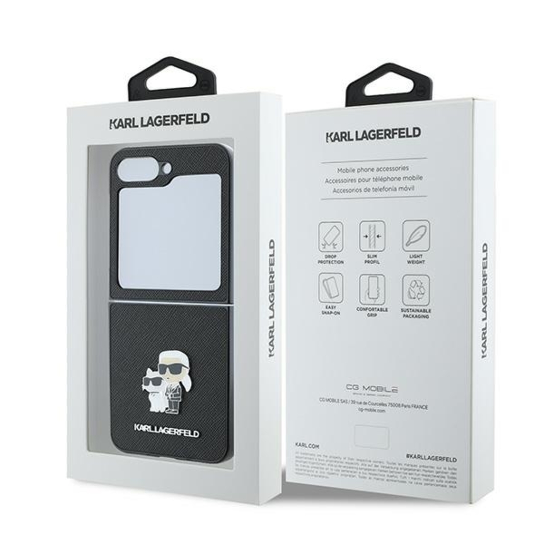 Karl Lagerfeld KLHCZF6SAPKCNPK Samsung Galaxy Z Flip6 black Saffiano Metal Pin