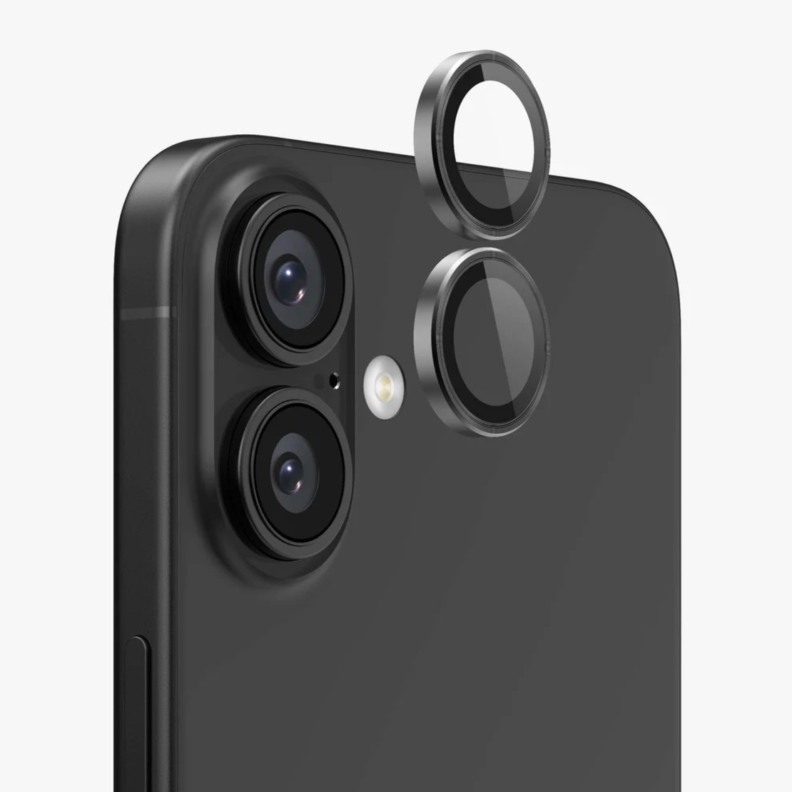 BLUEO Original metal frame lens protector glass iPhone 16/16 Plus, черен