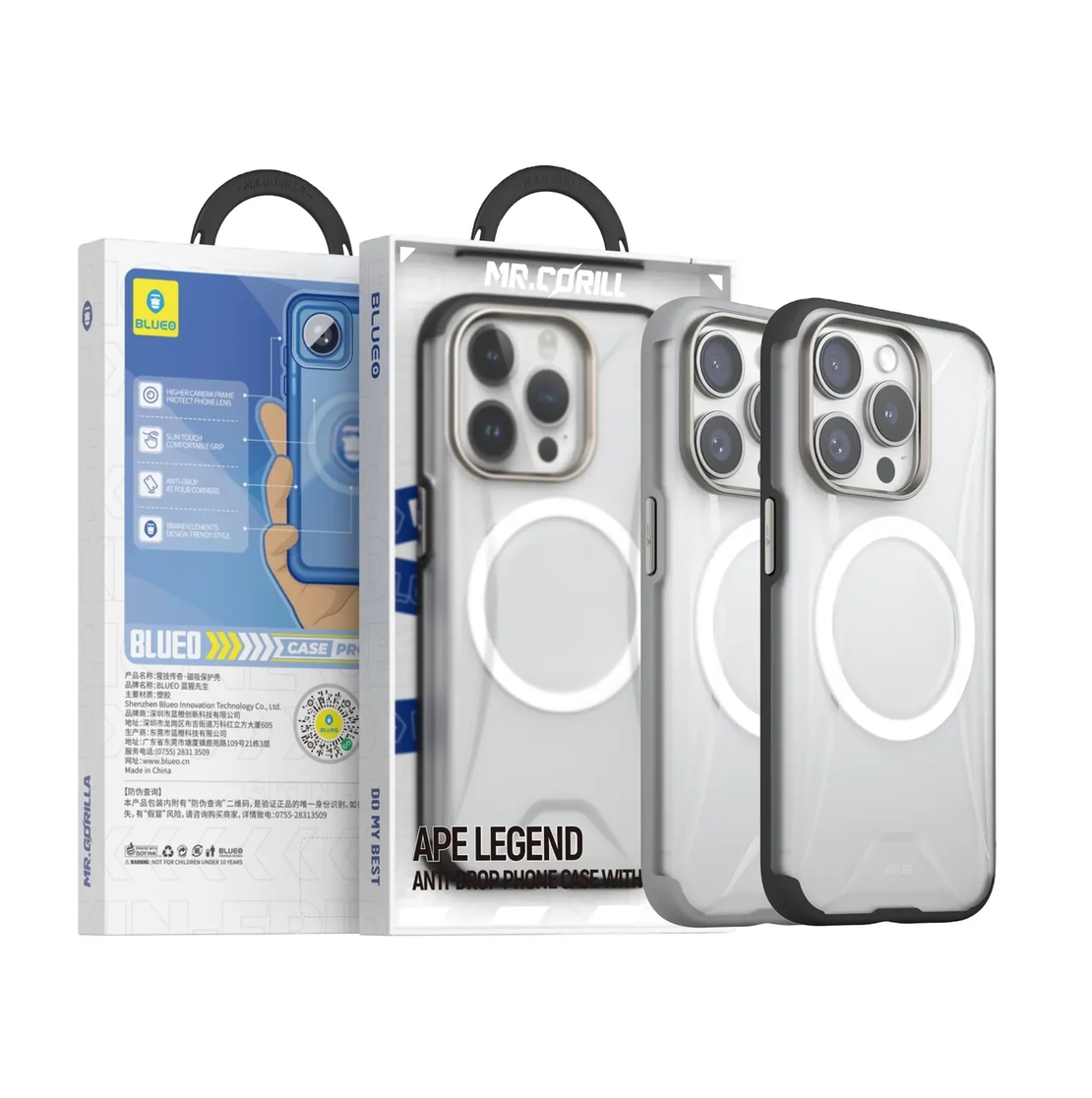BLUEO APE LEGEND ANTI-DROP PHONE CASE WITH MAGENTIC iPhone 16 Pro Max, grey