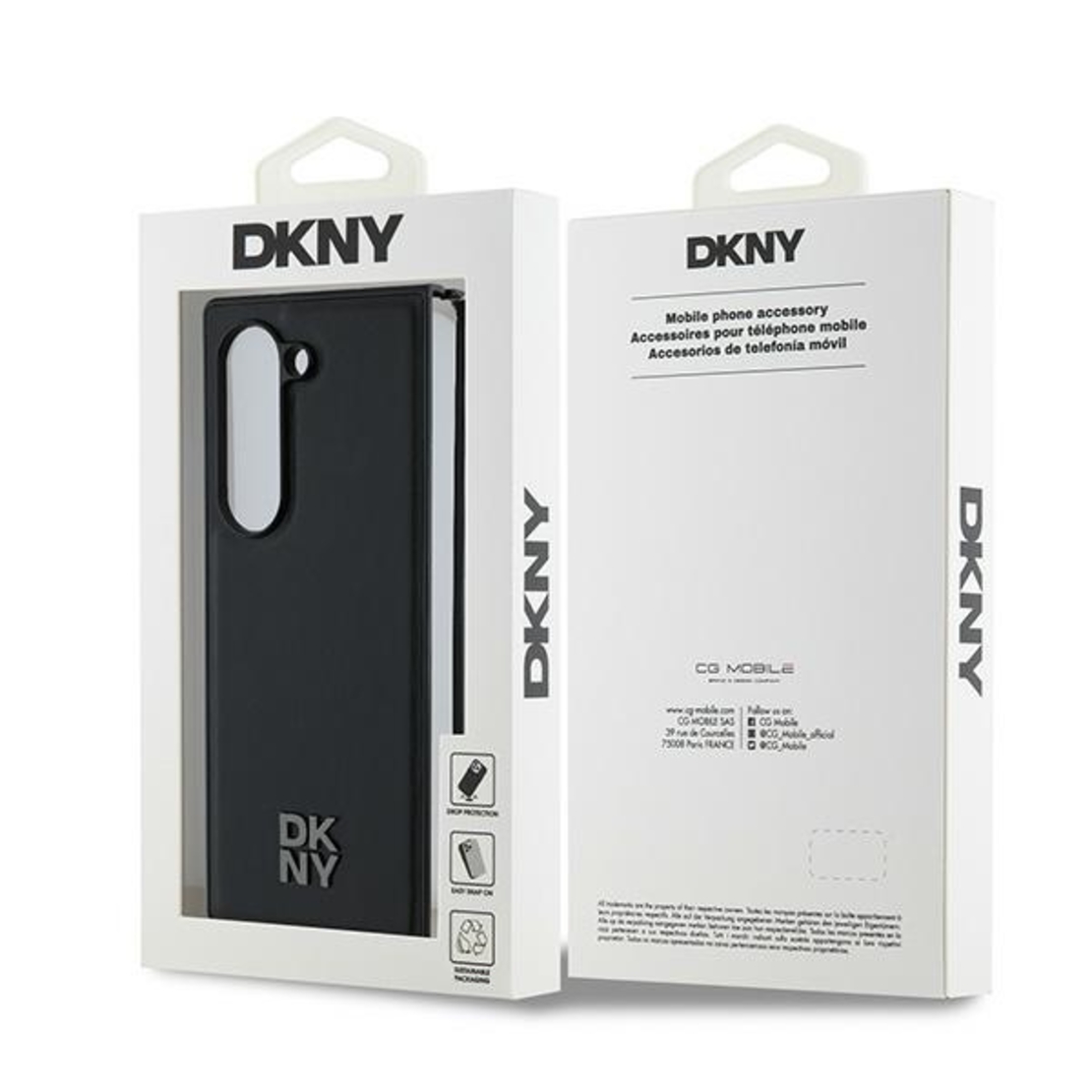 DKNY DKHMZFD6PSMCSLK Samsung Galaxy Z Fold6 F956 black Magsafe Plain Leather Metal Stack Logo
