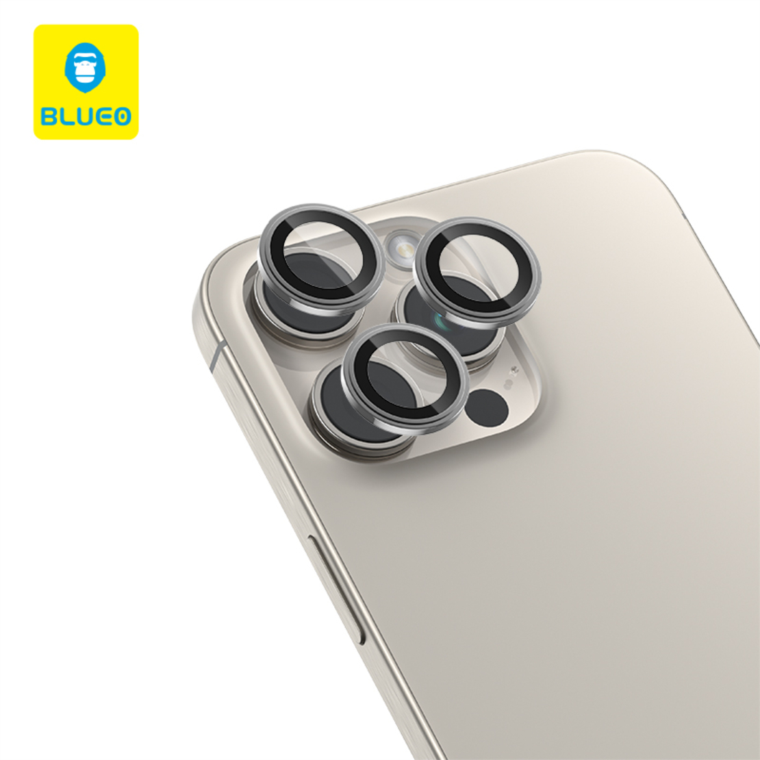 Blueo PVD Stainless Steel Camera Lens Protector for iPhone 15 Pro/15 Pro Max/16 Pro/16 Pro Max, grey